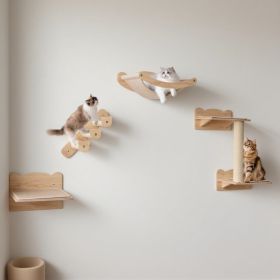 Cat Wall Furniture Set of 4 with Hammock 2-step Cat Tree and Perch