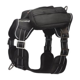 PETMARVEL High-Perfomance Tactical Dog Harness With Backpack, No Pull Front Clip & Metal Buckles (Option: Black-Small)