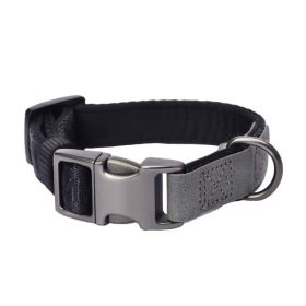 PETMARVEL Heavy Duty Solid Dog Collar Neoprene Padded 1 In Wide (Option: Grey-Small)