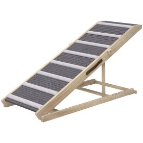 Dog Ramp for Couch, Foldable Pet Ramp for Small to Large Dog, 4 Adjustable Height from 16" to 23.5" (Option: Natural wood finish-1410x570x110 mm)