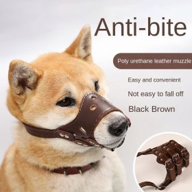 Dog mouth mask; anti-barking; anti-bite; dog mouth cover; puppy medium and large dogs; small dog masks; teddy golden retriever barker (colour: Black muzzle, size: L)