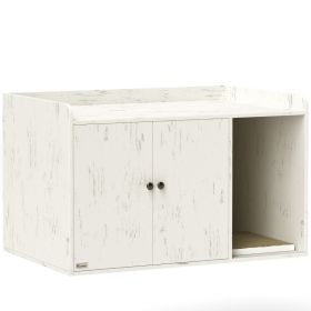 32" Cat Litter Box Enclosure with Scratching Mat, Cat Entrance, Fit Most of Cat and Litter Box, Distressed White (Option: White-920x600x130 mm)